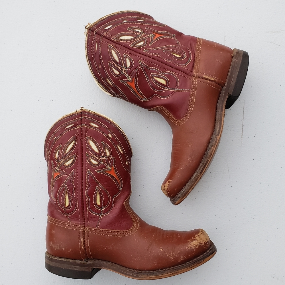 Vintage Kid's Acme Scrolled and Floral Cutout Boots Collectible